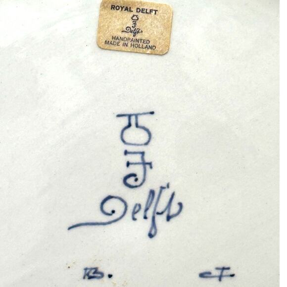 Royal Delft Porcelain 13.75" Vintage CT Handpainted Charger Plate-Extremely Rare - Picture 10 of 10